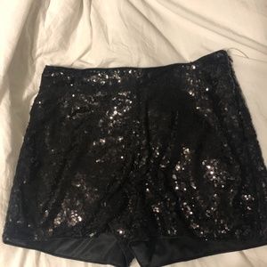 Black sequin shorts
